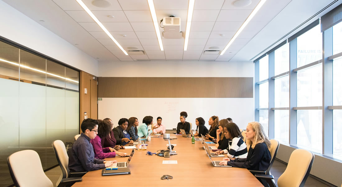 Group of people in the Conference Room in a serviced office environment